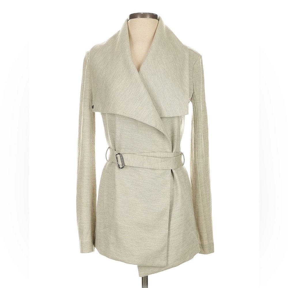 Helmut Lang Sonar Belted Jacket Gray Stretch Wool